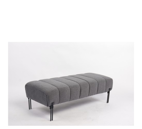 Παγκάκι Ottoman ArteLibre KUBO Γκρι Ύφασμα Teddy/Μέταλλο 40x116.5x50cm