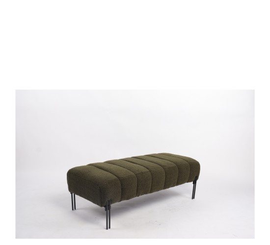 Παγκάκι Ottoman ArteLibre KUBO Πράσινο Ύφασμα Teddy/Μέταλλο 40x116.5x50cm