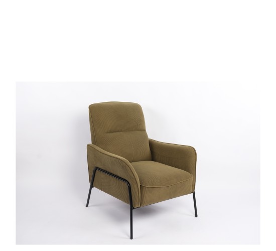 Πολυθρόνα ArteLibre ELAN Πράσινο Ύφασμα Κοτλέ/Μέταλλο 94x77x82cm