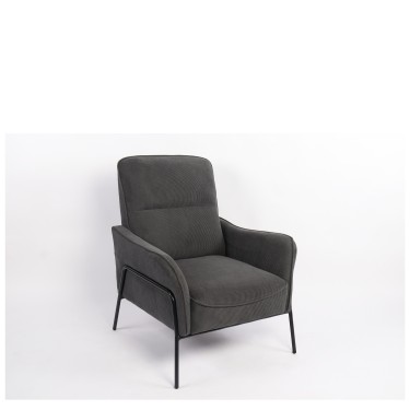 Πολυθρόνα ArteLibre ELAN Γκρι Σκούρο Ύφασμα Κοτλέ/Μέταλλο 94x77x82cm