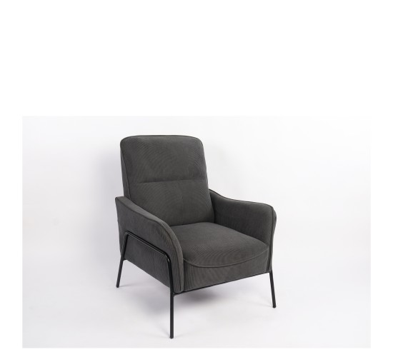 Πολυθρόνα ArteLibre ELAN Γκρι Σκούρο Ύφασμα Κοτλέ/Μέταλλο 94x77x82cm
