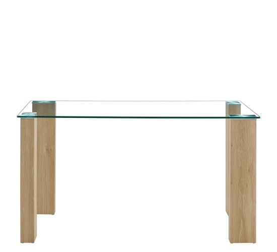 Τραπέζι Τραπεζαρίας ArteLibre ASHMOOR Φυσικό Γυαλί/Ξύλο 140x80x75cm