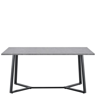 Τραπέζι Τραπεζαρίας ArteLibre DUNSMERE Γκρι Μάρμαρο/Μαύρο Μέταλλο/Μοριοσανίδα 160x90x75cm
