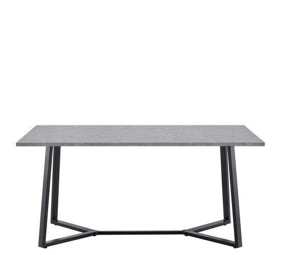 Τραπέζι Τραπεζαρίας ArteLibre DUNSMERE Γκρι Μάρμαρο/Μαύρο Μέταλλο/Μοριοσανίδα 160x90x75cm