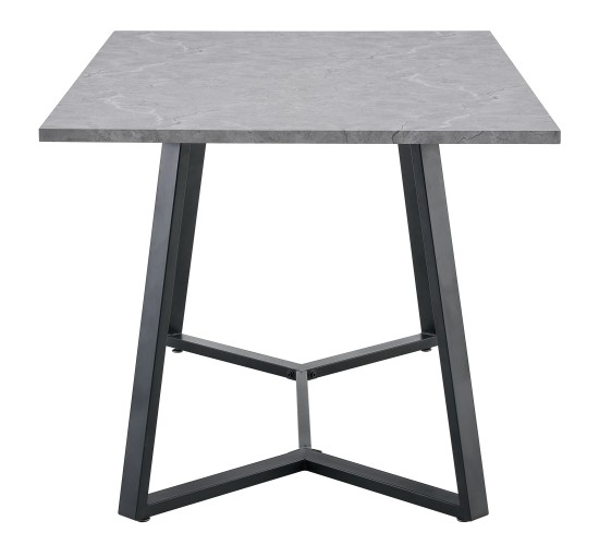 Τραπέζι Τραπεζαρίας ArteLibre DUNSMERE Γκρι Μάρμαρο/Μαύρο Μέταλλο/Μοριοσανίδα 160x90x75cm