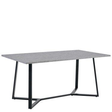 Τραπέζι Τραπεζαρίας ArteLibre DUNSMERE Γκρι Μάρμαρο/Μαύρο Μέταλλο/Μοριοσανίδα 160x90x75cm