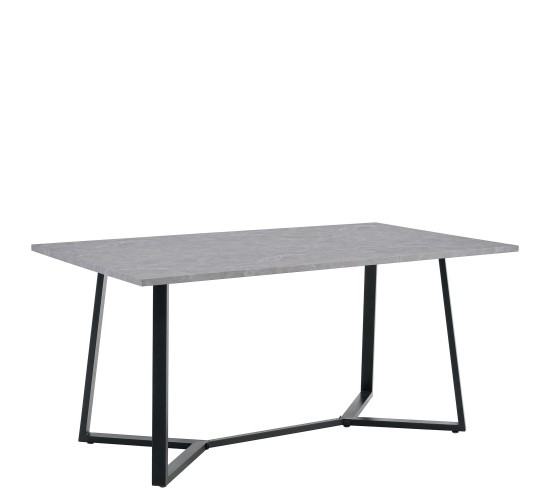 Τραπέζι Τραπεζαρίας ArteLibre DUNSMERE Γκρι Μάρμαρο/Μαύρο Μέταλλο/Μοριοσανίδα 160x90x75cm