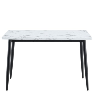 Τραπέζι Τραπεζαρίας ArteLibre IRWELL Λευκό Μάρμαρο/Μαύρο Μέταλλο/Μοριοσανίδα 120x80x75cm