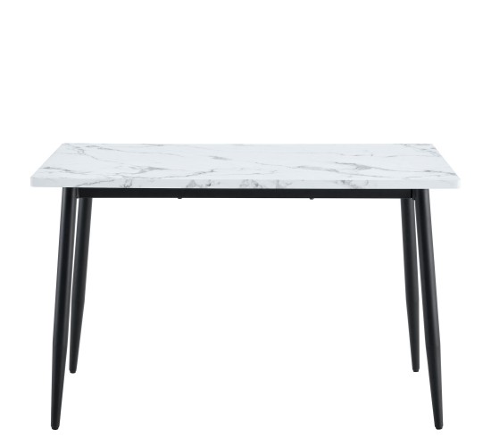 Τραπέζι Τραπεζαρίας ArteLibre IRWELL Λευκό Μάρμαρο/Μαύρο Μέταλλο/Μοριοσανίδα 120x80x75cm