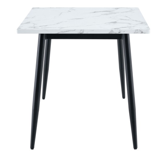 Τραπέζι Τραπεζαρίας ArteLibre IRWELL Λευκό Μάρμαρο/Μαύρο Μέταλλο/Μοριοσανίδα 120x80x75cm