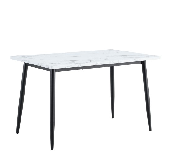 Τραπέζι Τραπεζαρίας ArteLibre IRWELL Λευκό Μάρμαρο/Μαύρο Μέταλλο/Μοριοσανίδα 120x80x75cm