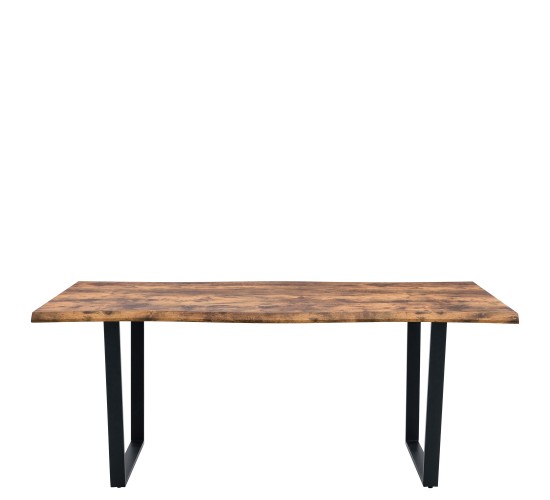 Σετ Τραπεζαρία (2 1) ArteLibre NORTHAM Καρυδί/Μαύρο Μέταλλο/Μοριοσανίδα