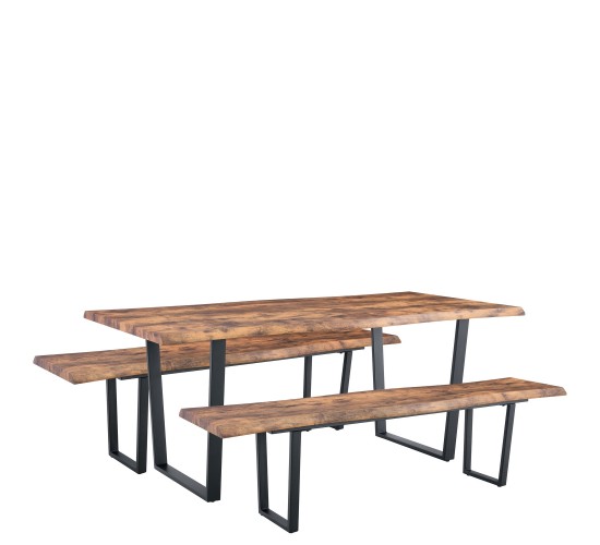 Σετ Τραπεζαρία (2 1) ArteLibre NORTHAM Καρυδί/Μαύρο Μέταλλο/Μοριοσανίδα