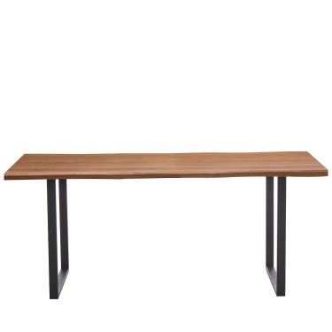 Τραπέζι Τραπεζαρίας ArteLibre AEMON Σκούρο Ακακία/Μαύρο Μέταλλο/Μοριοσανίδα 180x90x75cm