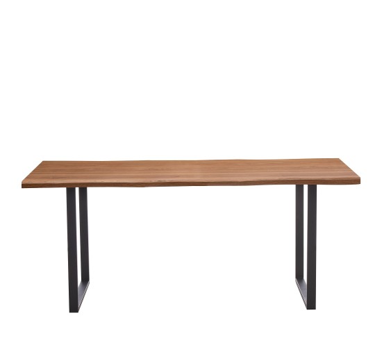 Τραπέζι Τραπεζαρίας ArteLibre AEMON Σκούρο Ακακία/Μαύρο Μέταλλο/Μοριοσανίδα 180x90x75cm