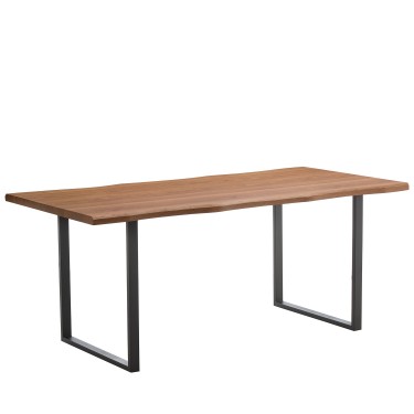 Τραπέζι Τραπεζαρίας ArteLibre AEMON Σκούρο Ακακία/Μαύρο Μέταλλο/Μοριοσανίδα 180x90x75cm