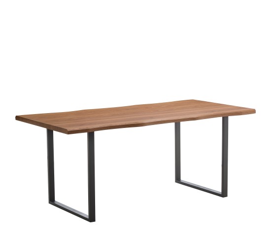 Τραπέζι Τραπεζαρίας ArteLibre AEMON Σκούρο Ακακία/Μαύρο Μέταλλο/Μοριοσανίδα 180x90x75cm