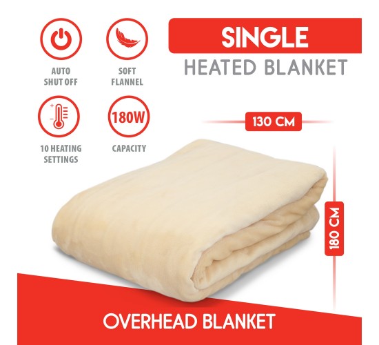 Ηλεκτρική Κουβέρτα Μονή Πλενόμενη Με Τηλεχειριστήριο 130x180cm 180W ALPINA