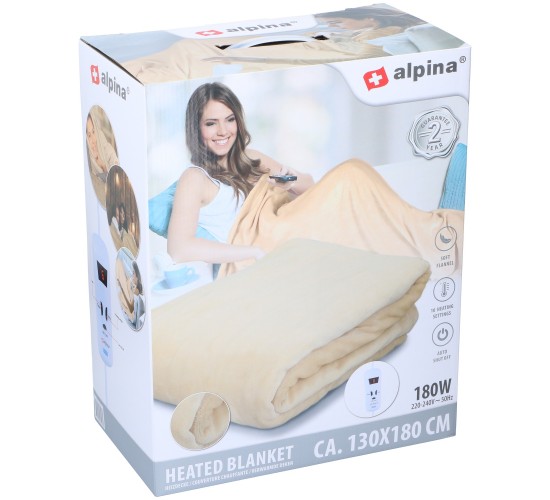 Ηλεκτρική Κουβέρτα Μονή Πλενόμενη Με Τηλεχειριστήριο 130x180cm 180W ALPINA