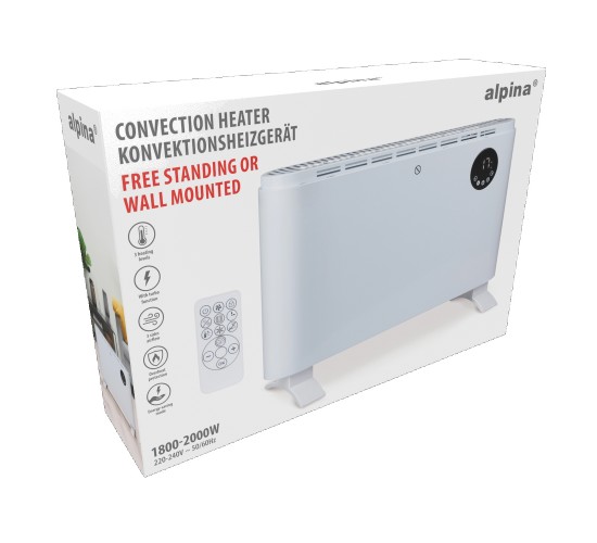 Θερμαντικό Σώμα Ψηφιακό Με Τηλεχειριστήριο Λευκό 1800/2000W ALPINA