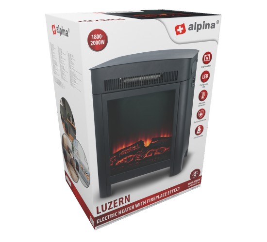 Ηλεκτρικό Τζάκι Επιδαπέδιο LED 1800/2000W Μαύρο 41x26x59cm ALPINA