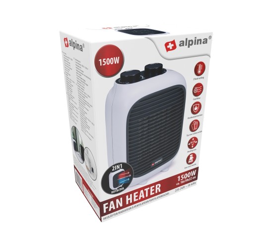 Φορητό Αερόθερμο 2-Σε-1 1500W Λευκό/Μαύρο 16x10x22cm ALPINA