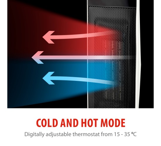 Αερόθερμο Δαπέδου Πύργος Φορητό Με Τηλεχειριστήριο Λευκό/Μαύρο 2000W ALPINA