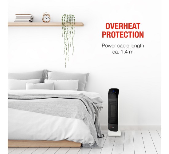 Αερόθερμο Δαπέδου Πύργος Φορητό Με Τηλεχειριστήριο Λευκό/Μαύρο 2000W ALPINA