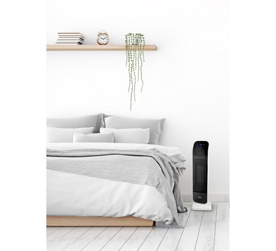 Αερόθερμο Δαπέδου Πύργος Φορητό Με Τηλεχειριστήριο Λευκό/Μαύρο 2000W ALPINA