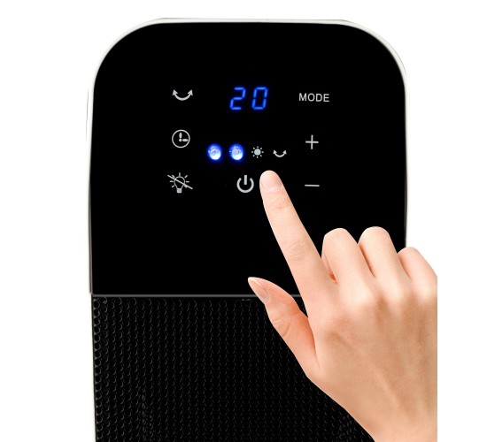 Αερόθερμο Δαπέδου Πύργος Φορητό Με Τηλεχειριστήριο Λευκό/Μαύρο 2000W ALPINA