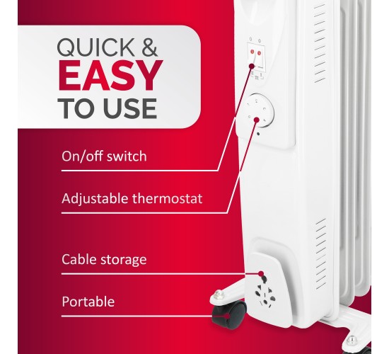 Ηλεκτρικό Καλοριφέρ Λαδιού 7 Φέτες Λευκό 1500W ALPINA