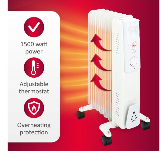 Ηλεκτρικό Καλοριφέρ Λαδιού 7 Φέτες Λευκό 1500W ALPINA