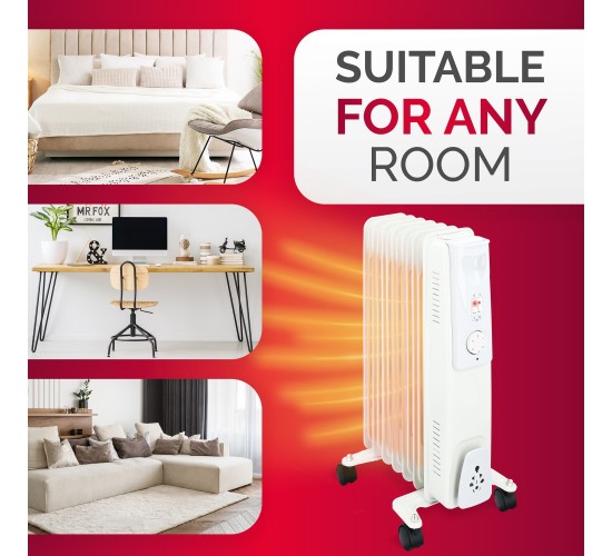 Ηλεκτρικό Καλοριφέρ Λαδιού 7 Φέτες Λευκό 1500W ALPINA