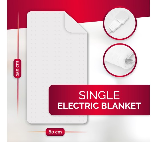 Ηλεκτρική Κουβέρτα Μονή Πλενόμενη Με Τηλεχειριστήριο 80x150cm 60W ALPINA