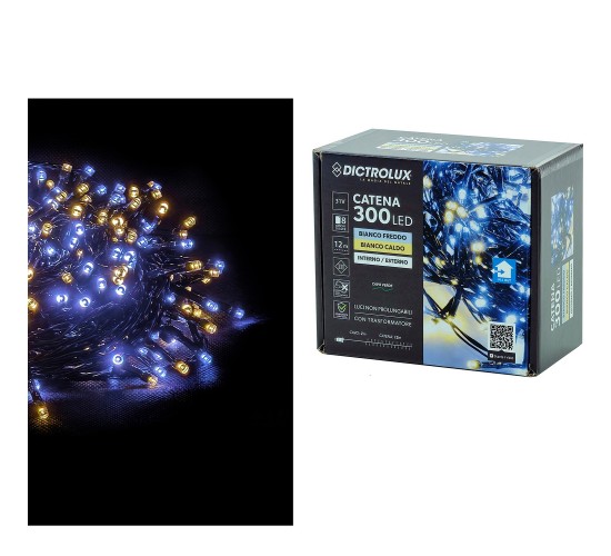 300 LED Εσωτ. & Εξωτ. Χώρου Με 8 Προγράμματα Και Μετασχηματιστή Ψυχρό/Θερμό Λευκό Φως Πράσινο Καλώδιο Μη Επεκτεινόμενο I