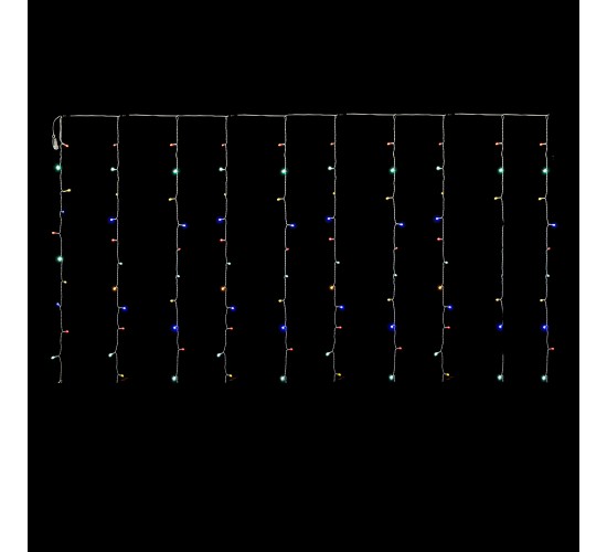 80 LED Κουρτίνα Εξωτερικού Χώρου Πολύχρωμο Φως Διάφανο Καλώδιο 2x1m