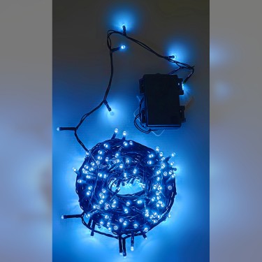100 LED Εσωτ. & Εξωτ. Χώρου Με Χρονοδιακόπτη Ψυχρό Λευκό Φως Πράσινο Καλώδιο Μη Επεκτεινόμενο Μπαταρίας 13.9 0.2m