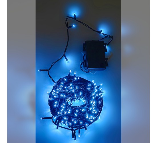 100 LED Εσωτ. & Εξωτ. Χώρου Με Χρονοδιακόπτη Ψυχρό Λευκό Φως Πράσινο Καλώδιο Μη Επεκτεινόμενο Μπαταρίας 13.9 0.2m