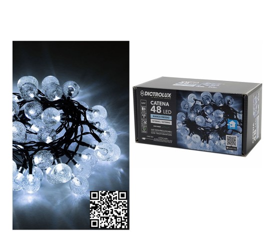 48 LED Εσωτ. & Εξωτ. Χώρου Με 8 Προγράμματα Και Μετασχηματιστή Ψυχρό Λευκό Φως Πράσινο Καλώδιο Μη Επεκτεινόμενο Μπαταρία