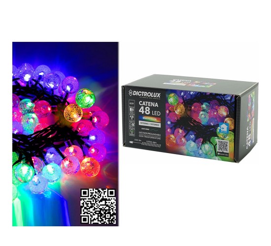 48 LED Εσωτ. & Εξωτ. Χώρου Με 8 Προγράμματα Και Μετασχηματιστή Πολύχρωμο Φως Πράσινο Καλώδιο Μη Επεκτεινόμενο Μπαταρίας 