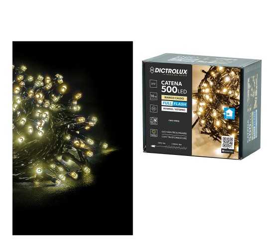 500 LED Εσωτ. & Εξωτ. Χώρου Με Μετασχηματιστή Θερμό Λευκό Φως Πράσινο Καλώδιο Μη Επεκτεινόμενο IP44 31V 10 3m