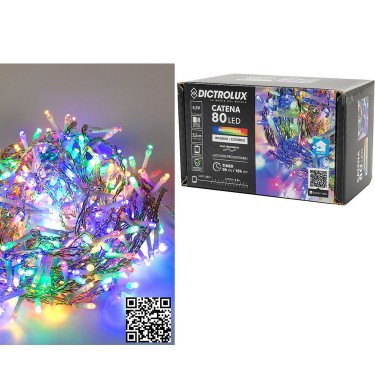 80 LED Κεριά Εσωτ. & Εξωτ. Χώρου Με 8 Προγράμματα Και Χρονοδιακόπτη Πολύχρωμο Φως Διάφανο Καλώδιο Μη Επεκτεινόμενο Μπατα