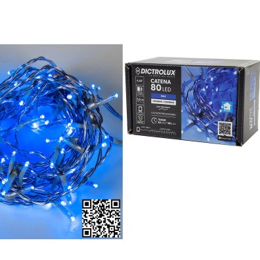 80 LED Κεριά Εσωτ. & Εξωτ. Χώρου Με 8 Προγράμματα Και Χρονοδιακόπτη Μπλε Φως Διάφανο Καλώδιο Μη Επεκτεινόμενο Μπαταρίας 