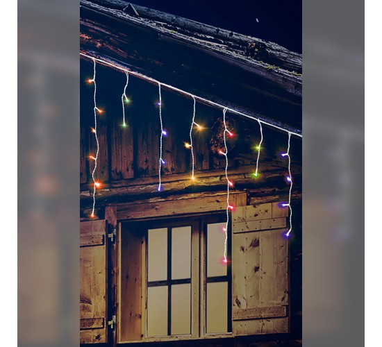 75 LED Κουρτίνα Εσωτ. & Εξωτ. Χώρου Με 8 Προγράμματα Και Μετασχηματιστή Πολύχρωμο Φως Λευκό Καλώδιο Επεκτεινόμενο IP44 3