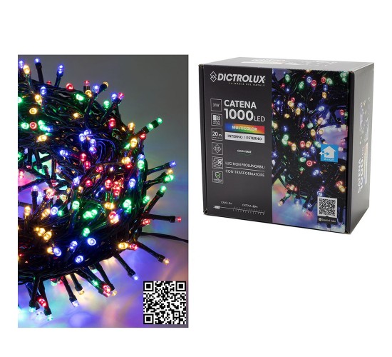 1000 LED Εσωτ. & Εξωτ. Χώρου Με 8 Προγράμματα Και Μετασχηματιστή Πολύχρωμο Φως Πράσινο Καλώδιο Μη Επεκτεινόμενο IP44 31V