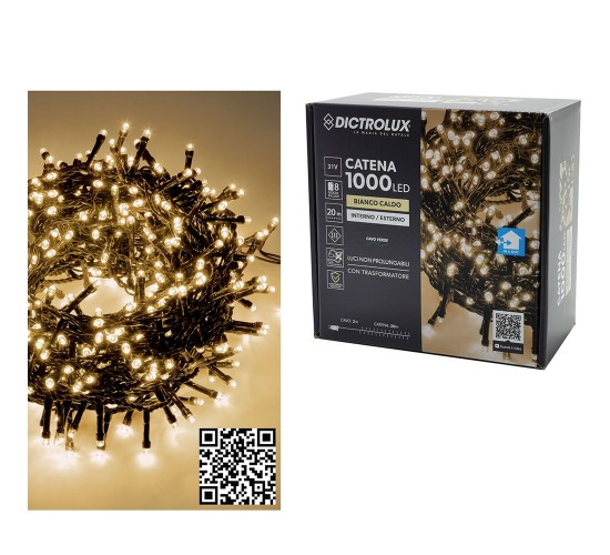 1000 LED Εσωτ. & Εξωτ. Χώρου Με 8 Προγράμματα Και Μετασχηματιστή Θερμό Λευκό Φως Πράσινο Καλώδιο Μη Επεκτεινόμενο IP44 3
