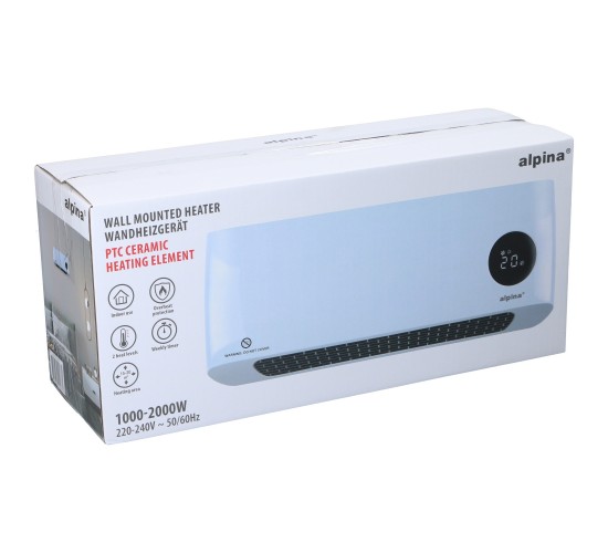 Θερμαντικό Σώμα Κεραμικό Επιτοίχιο Με Τηλεχειριστήριο Λευκό 1000/2000W ALPINA