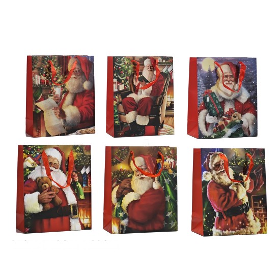 Χριστουγεννιάτικη Τσάντα Δώρου Μεσαία Με Γκλίτερ 26x12x32cm Σε 6 Σχέδια