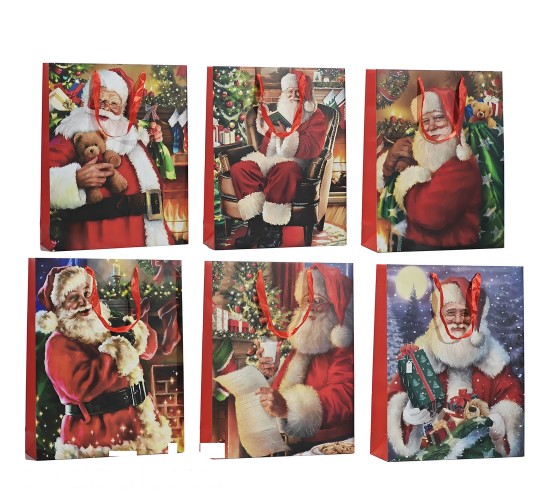 Χριστουγεννιάτικη Τσάντα Δώρου Μεγάλη Με Γκλίτερ 38x12x48cm Σε 6 Σχέδια