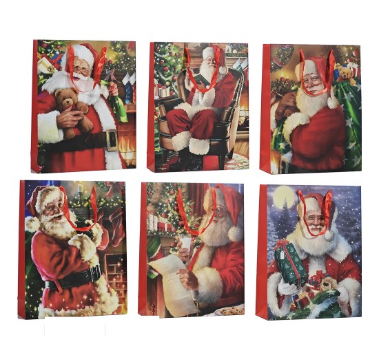 Χριστουγεννιάτικη Τσάντα Δώρου Μεγάλη Με Γκλίτερ 40x20x50cm Σε 6 Σχέδια